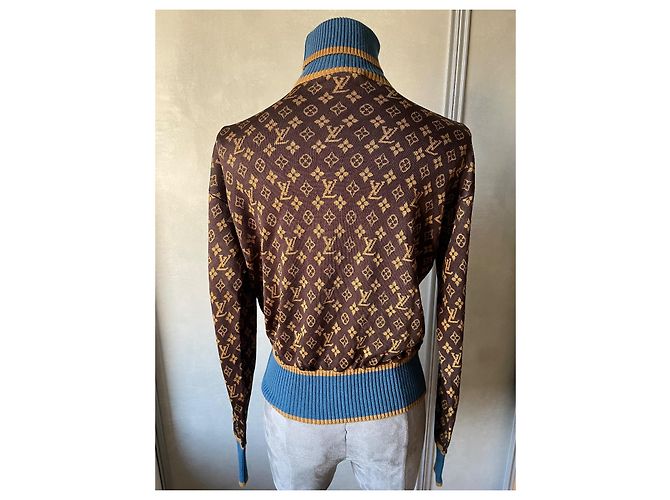 Pull à col roulé Louis Vuitton Monogramme LV Marron Soie - vue 5