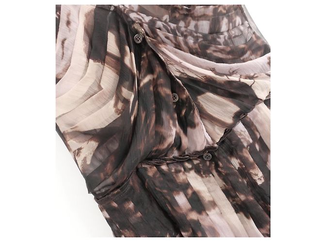 Blusa con estampado Temple, joyas y ribete de piel Prada Otoño 2004 Castaño - vista 2