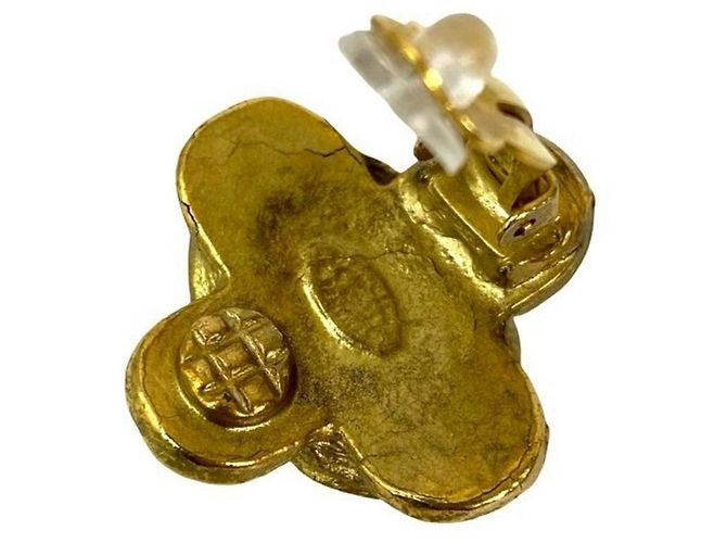 Vintage Coco Mark Motiv Gold Clip Ohrringe von CHANEL - Ansicht 2
