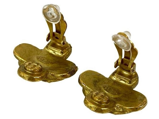 Vintage Coco Mark Motiv Gold Clip Ohrringe von CHANEL - Ansicht 4