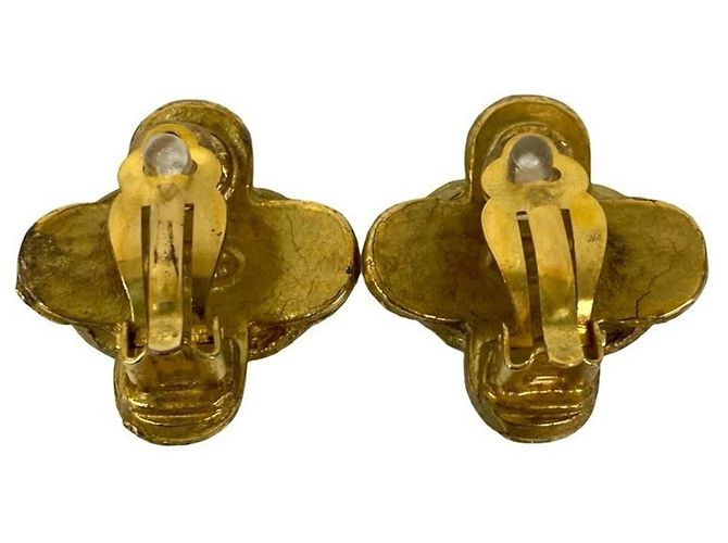 Vintage Coco Mark Motiv Gold Clip Ohrringe von CHANEL - Ansicht 6
