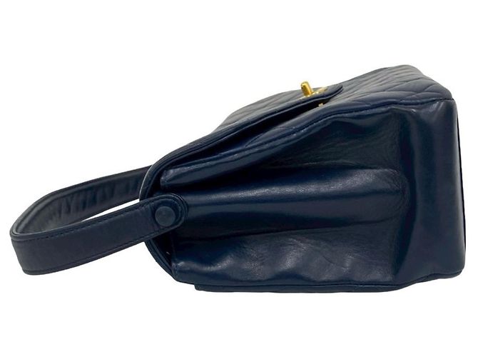 Chanel Matelassé Coco Mark Handtasche aus Lammleder Marineblau - Ansicht 5