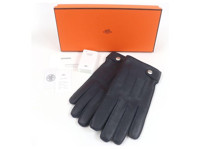 Herrenhandschuhe aus Hirschleder von Hermès Blau - Ansicht 2