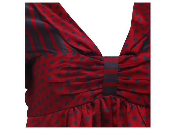 Blusa de seda burdeos con lunares y rayas en V de Marc Jacobs Roja - vista 2