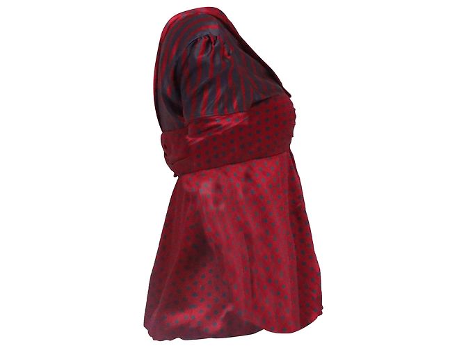 Blusa de seda burdeos con lunares y rayas en V de Marc Jacobs Roja - vista 3