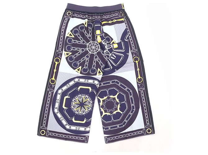 Pantalones de seda efecto caleidoscopio Hermès Azul Azul marino - vista 2