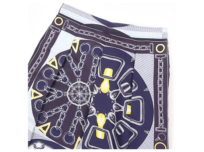 Pantalones de seda efecto caleidoscopio Hermès Azul Azul marino - vista 3