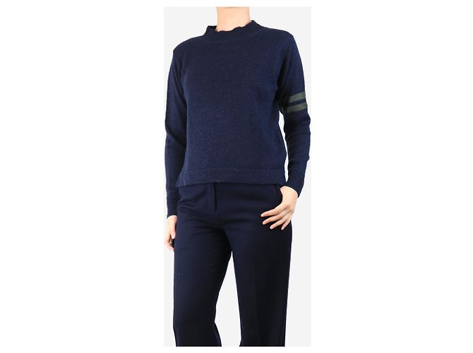 Autre Marque Pull à col montant bleu marine - taille S - vue 3