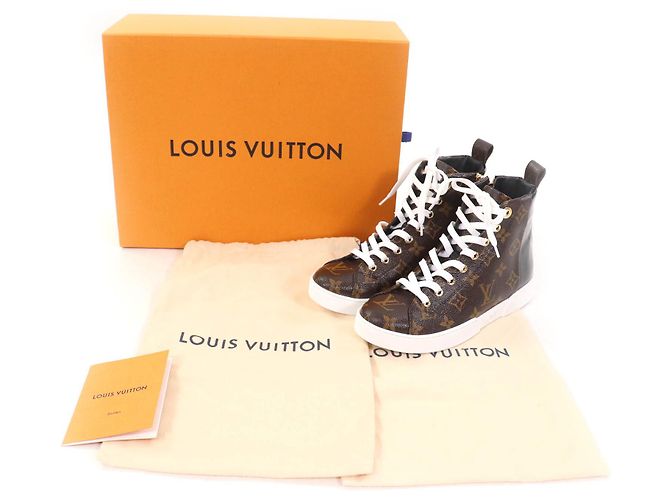 Sneakers Alte in Pelle Louis Vuitton Marrone Nero - vista 2