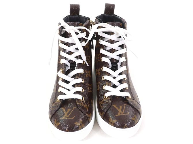 Sneakers Alte in Pelle Louis Vuitton Marrone Nero - vista 4