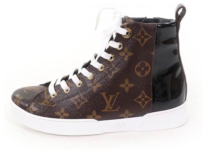 Sneakers Alte in Pelle Louis Vuitton Marrone Nero - vista 5