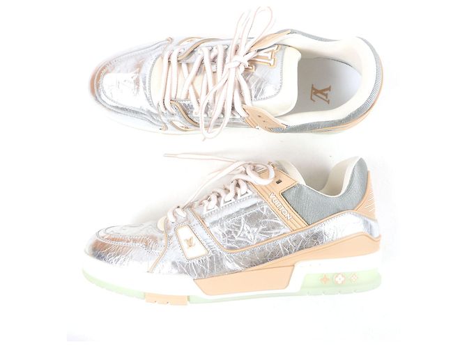 Ledersneaker Louis Vuitton LV Trainer Line Silber - Ansicht 4