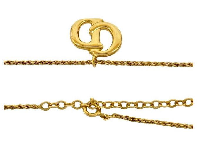 Collana Choker Pendente Logo CD Vintage Christian Dior D'oro - vista 3