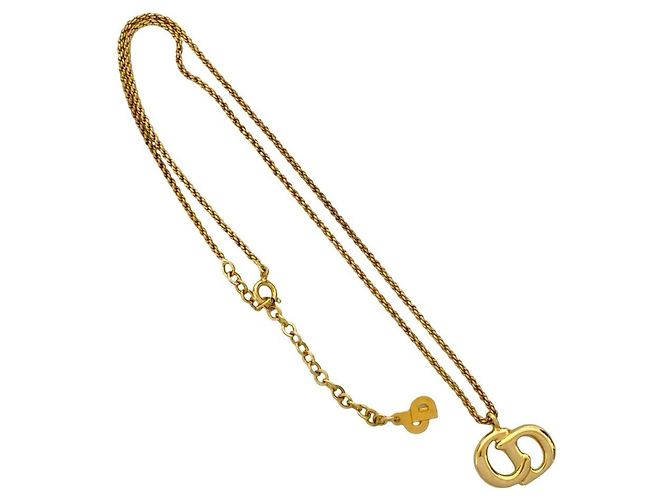 Collana Choker Pendente Logo CD Vintage Christian Dior D'oro - vista 4