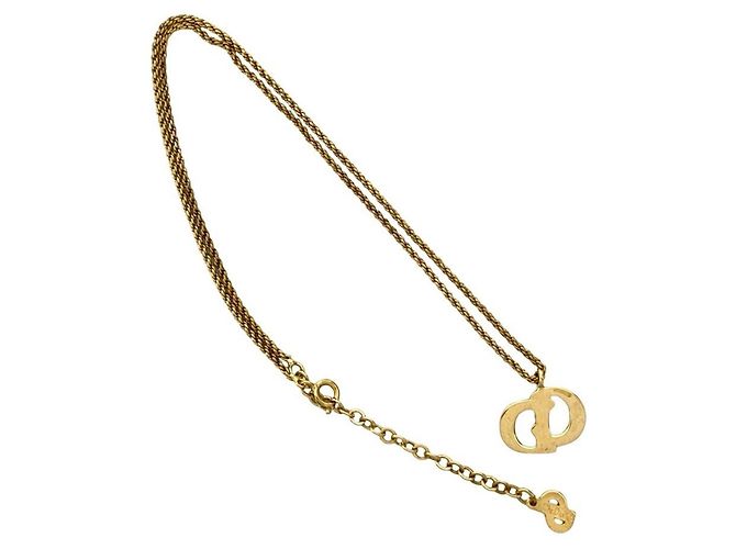 Collana Choker Pendente Logo CD Vintage Christian Dior D'oro - vista 5