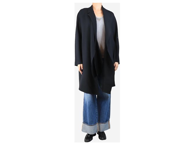 Victoria Beckham Schwarzer, drapierter Mantel - Größe UK 8 - vista 3