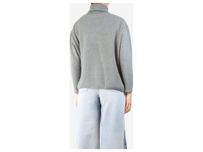 Autre Marque Grüner gerippter Kaschmir-Rollkragenpullover - Größe UK 16 - Ansicht 2