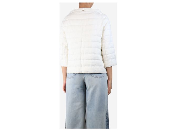 Herno Ecru Piumino Leinenjacke - Größe UK 10 Roh - Ansicht 2