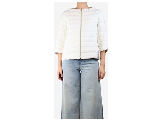 Herno Ecru Piumino Leinenjacke - Größe UK 10 Roh - Ansicht 3