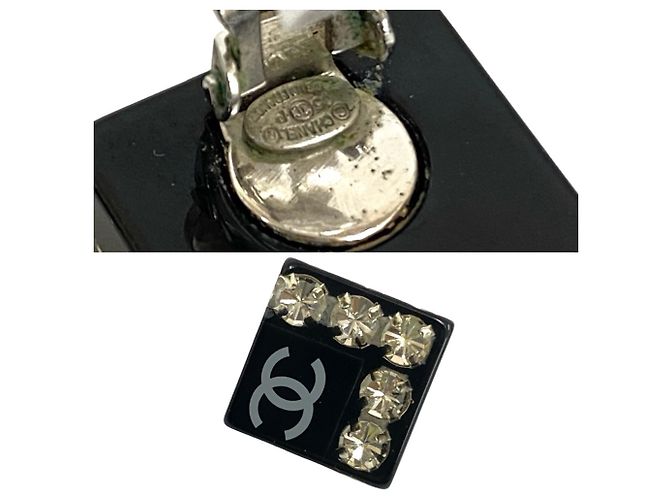 Quadratisches Ohrcuff mit Strass Coco Mark von Chanel Schwarz - Ansicht 2