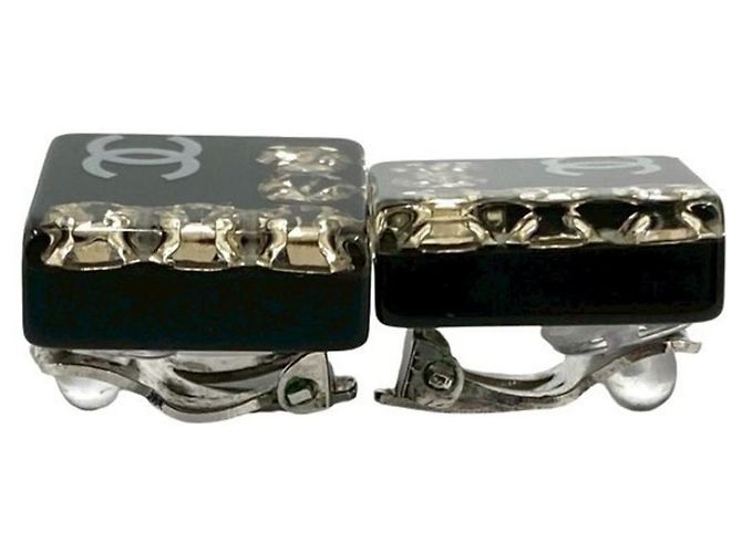 Quadratisches Ohrcuff mit Strass Coco Mark von Chanel Schwarz - Ansicht 3