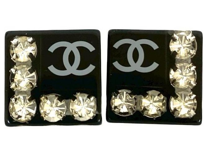 Quadratisches Ohrcuff mit Strass Coco Mark von Chanel Schwarz - Ansicht 4