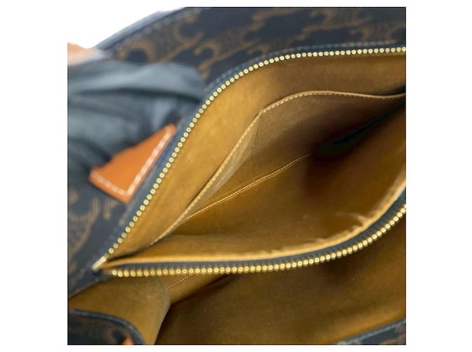 Céline Borsa in pelle Cabas verticale CELINE Marrone Nero - vista 10