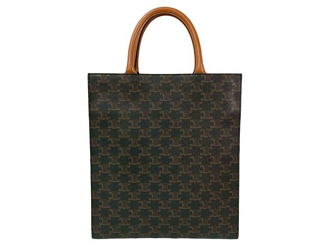 Céline Borsa in pelle Cabas verticale CELINE Marrone Nero - vista 3