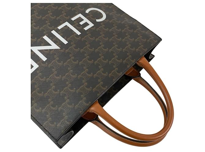 Céline Borsa in pelle Cabas verticale CELINE Marrone Nero - vista 4