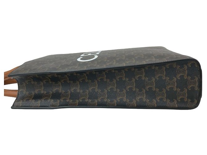 Céline Borsa in pelle Cabas verticale CELINE Marrone Nero - vista 5