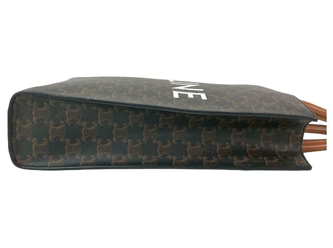 Céline Borsa in pelle Cabas verticale CELINE Marrone Nero - vista 6
