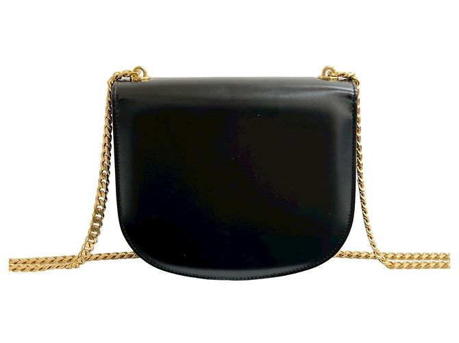 Céline Bolsa de ombro em couro de bezerro com logo Triomphe da Celine Teen Chain Besas Preto - vista 3