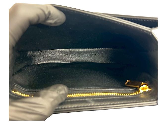 Céline Bolsa de ombro em couro de bezerro com logo Triomphe da Celine Teen Chain Besas Preto - vista 9