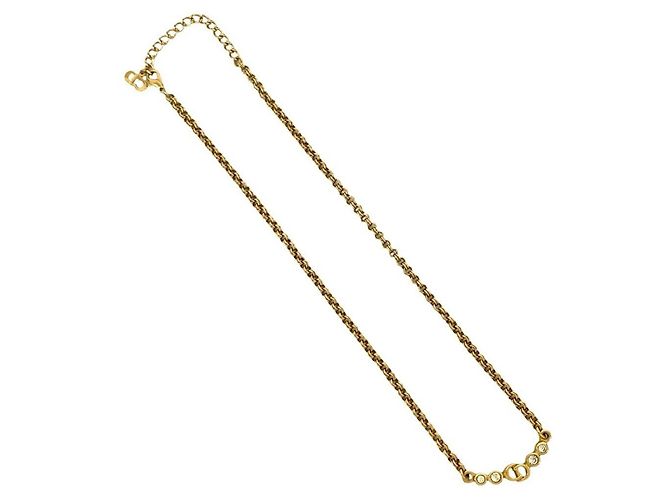 Collana Vintage CD Logo con Strass Christian Dior D'oro - vista 3