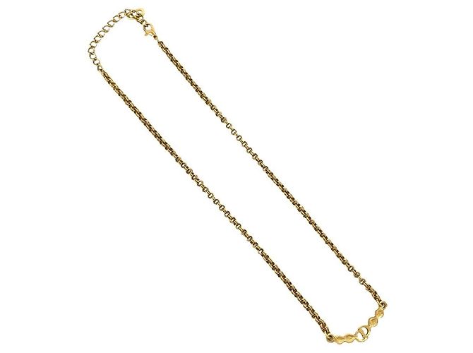 Collana Vintage CD Logo con Strass Christian Dior D'oro - vista 4