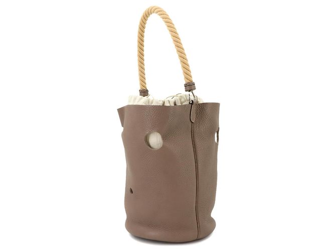 Borsa a mano Mangeoire GM di Hermès Taupe - vista 3