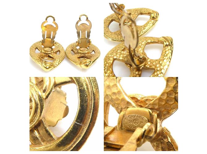 Orecchini a clip in metallo dorato Chanel Coco Mark D'oro - vista 5