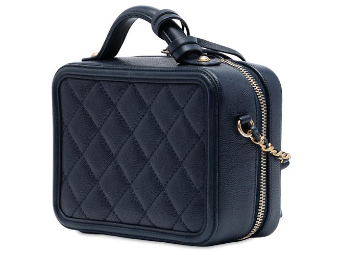 Chanel Blu Piccola Custodia Vanity Caviar CC Filigrana Blu navy - vista 2