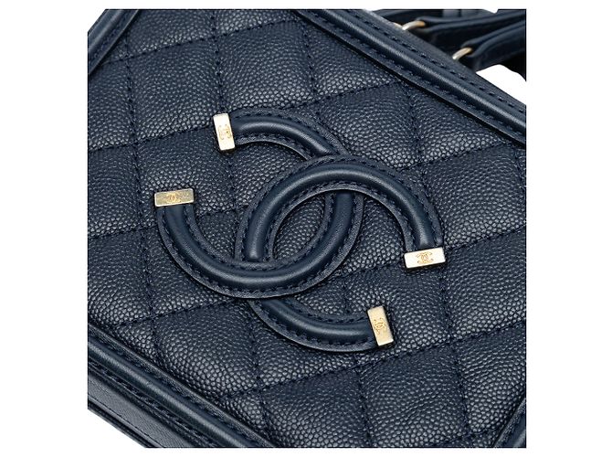 Chanel Blu Piccola Custodia Vanity Caviar CC Filigrana Blu navy - vista 5
