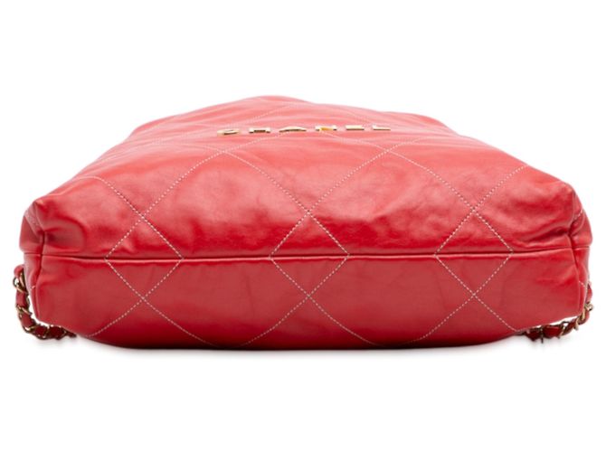 Chanel 22 Rucksack aus rotem gestepptem glänzendem Kalbsleder Large - Ansicht 3