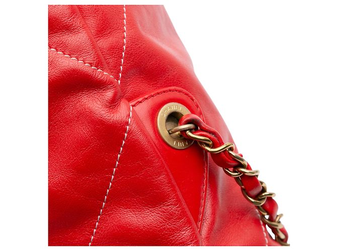 Chanel 22 Rucksack aus rotem gestepptem glänzendem Kalbsleder Large - Ansicht 8