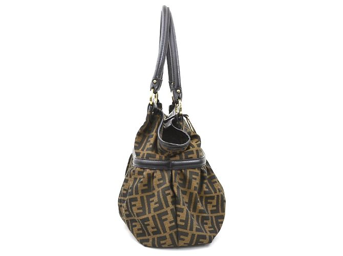 Fendi Zucca Canvas- und Leder-Schultertasche Braun - Ansicht 2