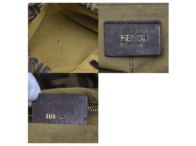 Fendi Zucca Canvas- und Leder-Schultertasche Braun - Ansicht 5