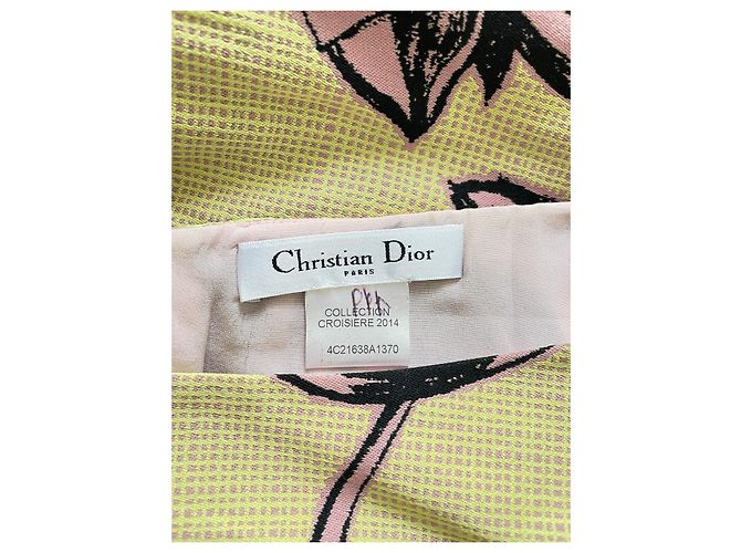 Vestido Christian Dior Raf Simons Cruise 2014 de seda amarillo - vista 10