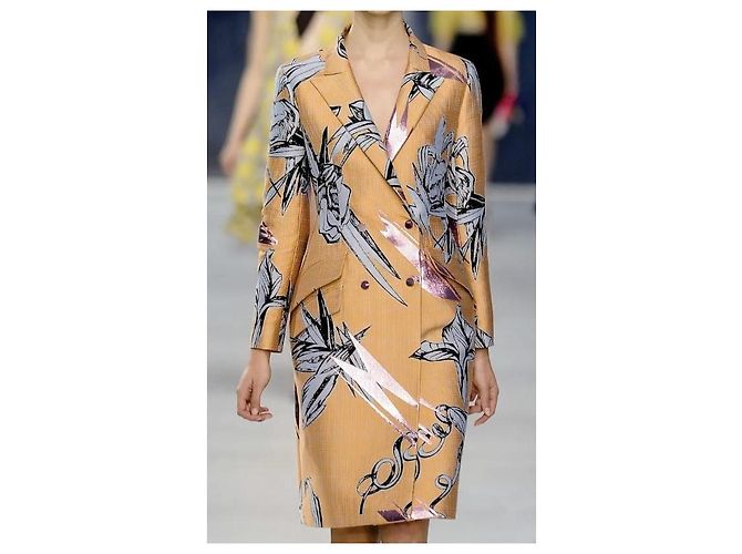 Vestido Christian Dior Raf Simons Cruise 2014 de seda amarillo - vista 11