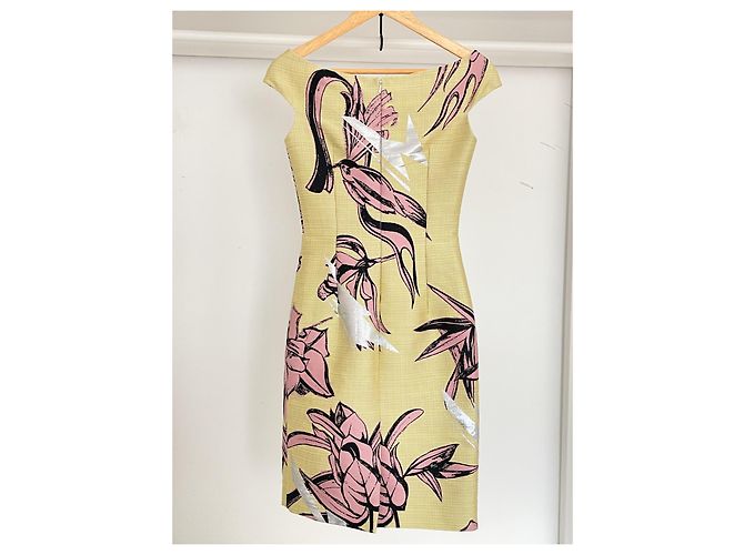 Vestido Christian Dior Raf Simons Cruise 2014 de seda amarillo - vista 8