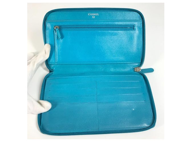 CHANEL Cartera Larga Camelia CC Coco Mark Azul - vista 10
