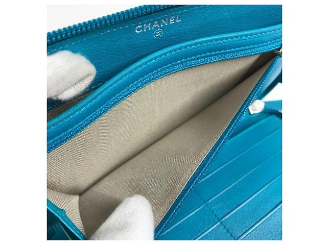 CHANEL Cartera Larga Camelia CC Coco Mark Azul - vista 13