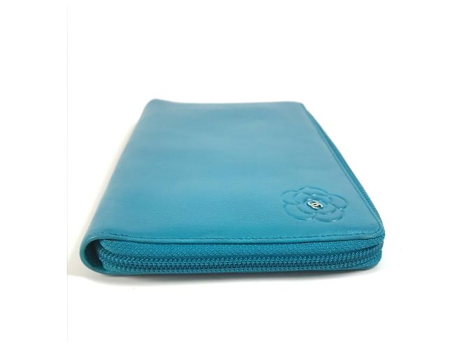 CHANEL Cartera Larga Camelia CC Coco Mark Azul - vista 4