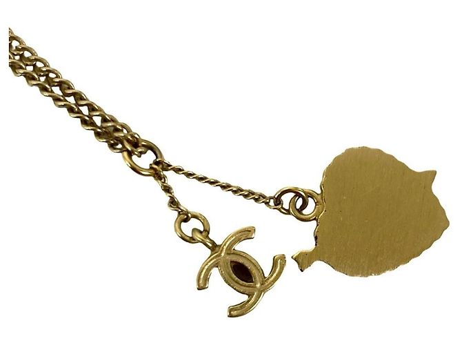 Collar de cadena con colgante de corazón Coco Mark de Chanel Roja Dorado - vista 4